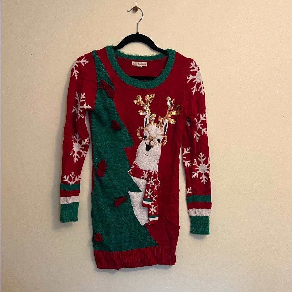 Alpaca Ugly Christmas Sweater Dress